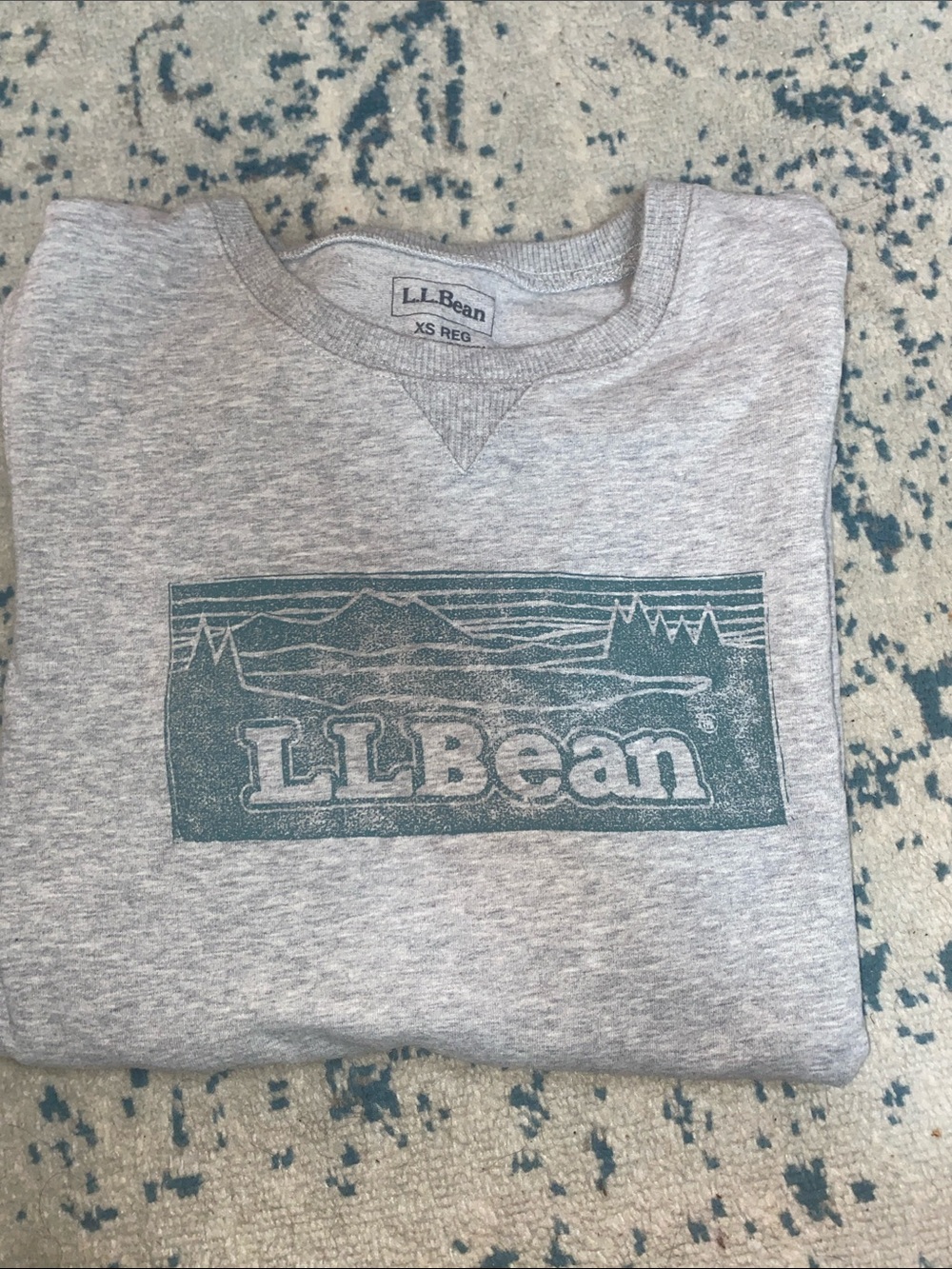 L.L. Bean Womens Heather Gray Crewneck Sweatshirt with Teal Logo